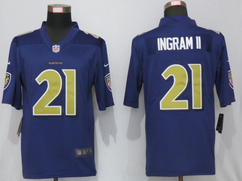 Men Baltimore Ravens #21 Ingram ll Navy Purple Nike Color Rush Limited NFL Jerseys